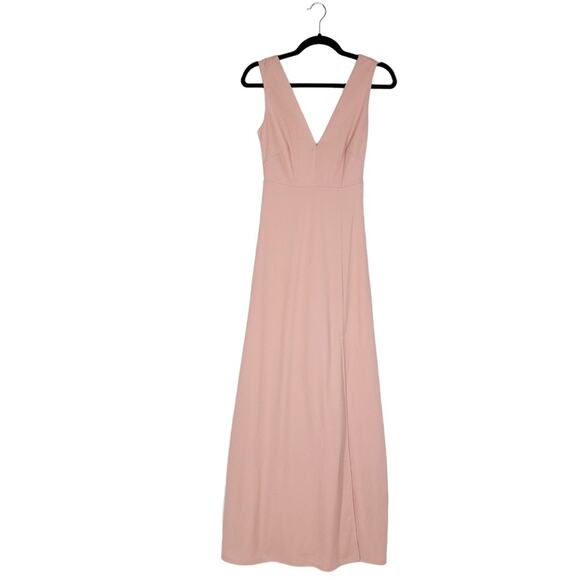 BIRDY GREY Shamin V Neck Crepe Gown in Rose Quartz - Picture 2 of 8